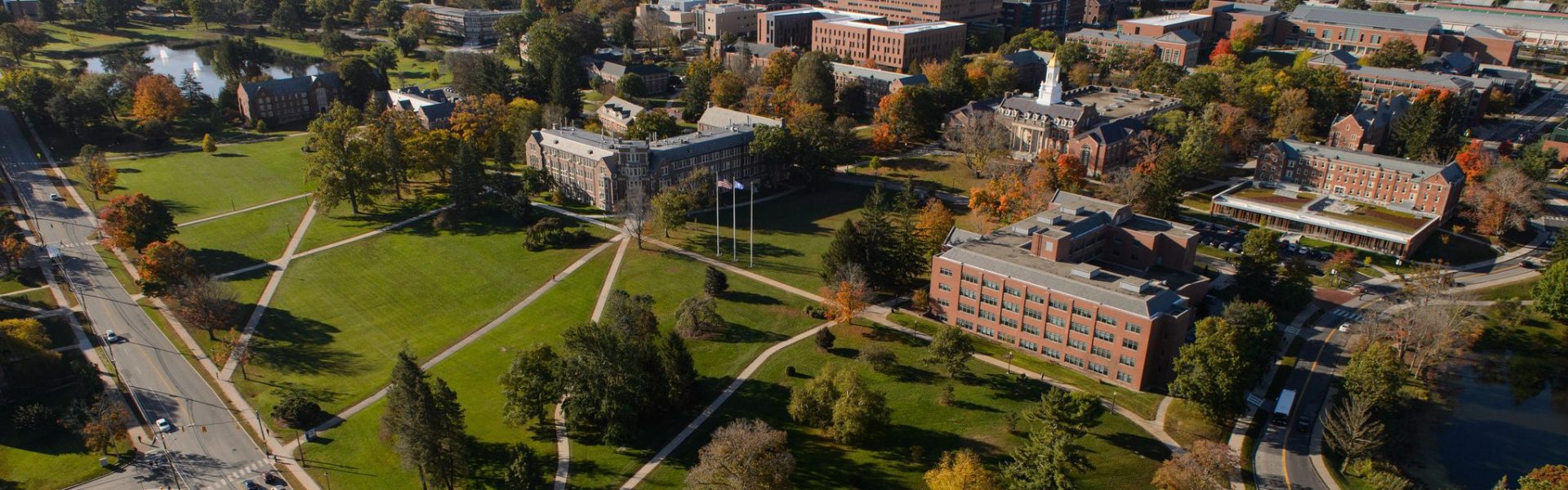 aerial view of uconn campus